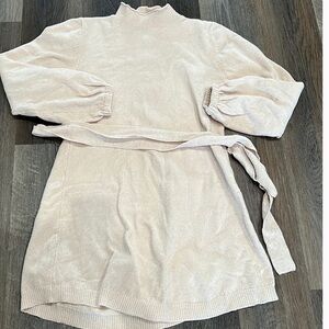 Cream Long Sleeve Sweater Dress